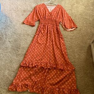 New, never worn Burnt orange maxi dress